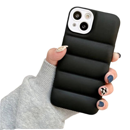 Case For iPhone 13 Pro Black Puffer Down Jacket Case Cover FoneFunShop   