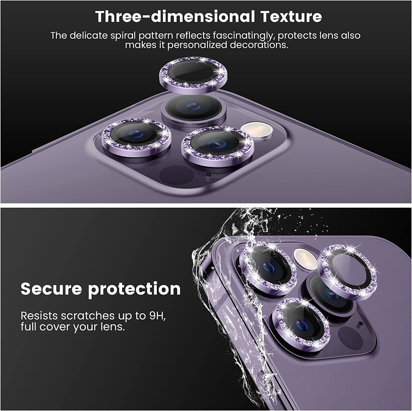 Camera Protectors For iPhone 14 14 Plus A Set of 2 Black Jewelled Camera FoneFunShop   