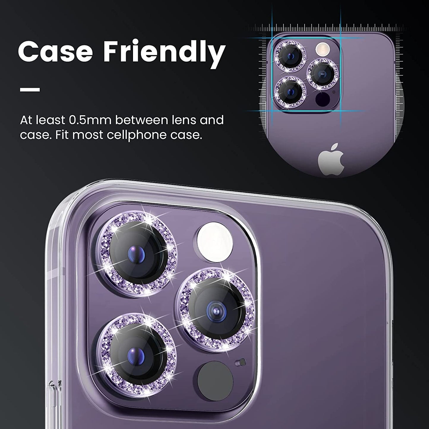 Camera Protectors For iPhone 14 14 Plus A Set of 2 Purple Jewelled Camera FoneFunShop   