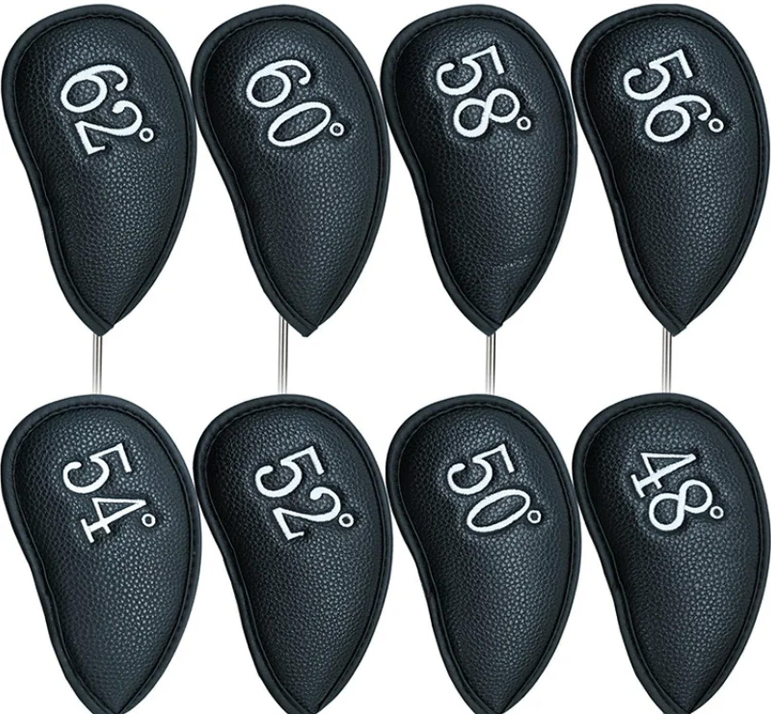 PU Leather Wedge Iron Head Covers Black 8 Pcs Golf FoneFunShop   