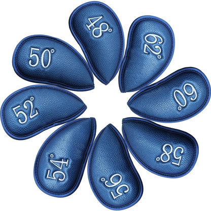 PU Leather Wedge Iron Head Covers Blue 8 Pcs Golf FoneFunShop   