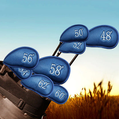 PU Leather Wedge Iron Head Covers Blue 8 Pcs Golf FoneFunShop   