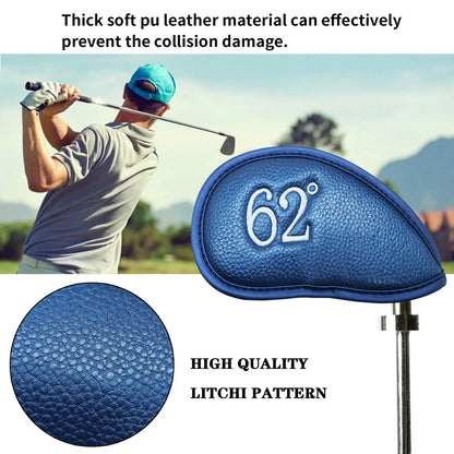 PU Leather Wedge Iron Head Covers Blue 8 Pcs Golf FoneFunShop   