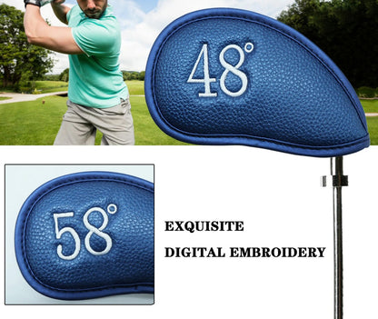 PU Leather Wedge Iron Head Covers Blue 8 Pcs Golf FoneFunShop   