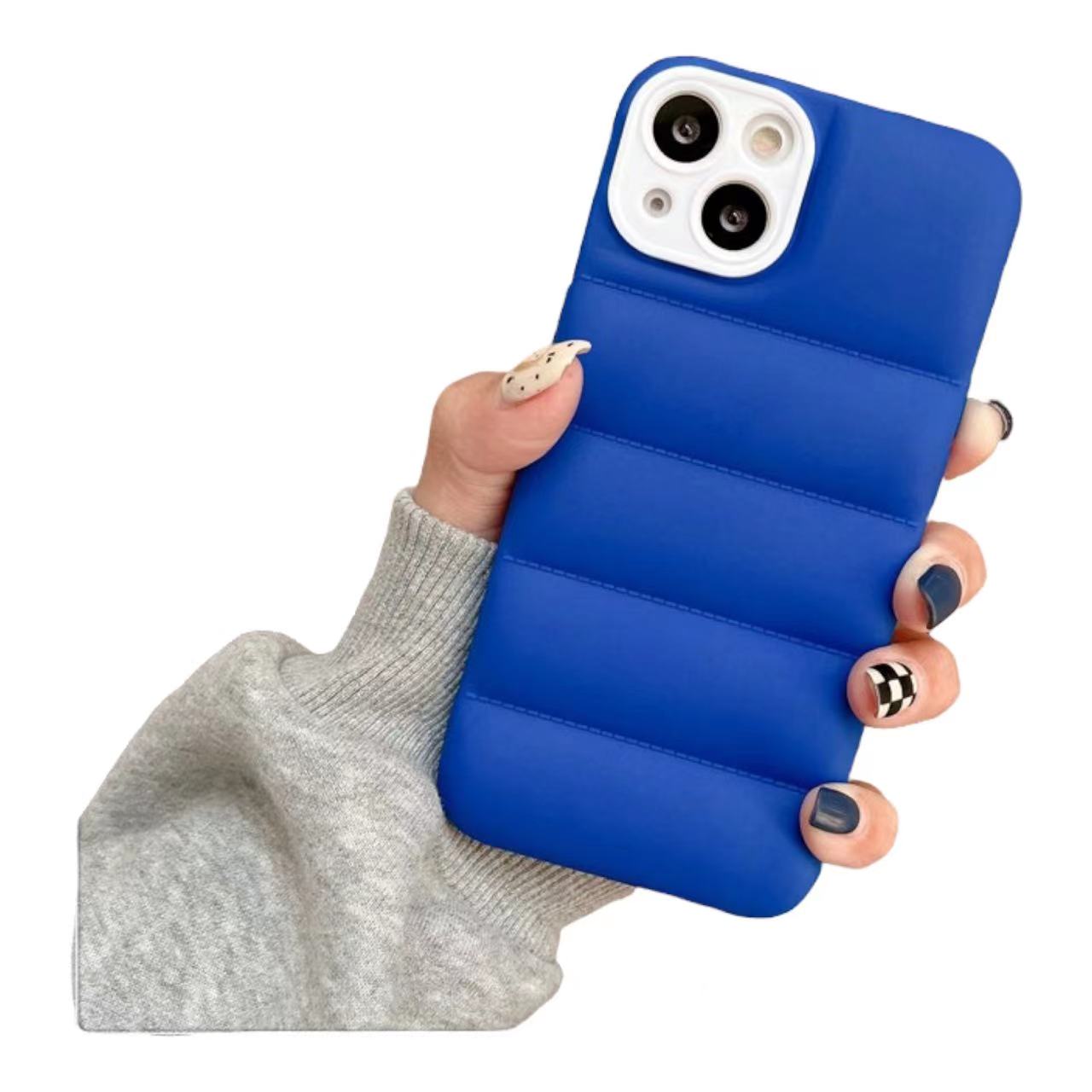 Case For iPhone 13 Blue Puffer Down Jacket Case Cover FoneFunShop   