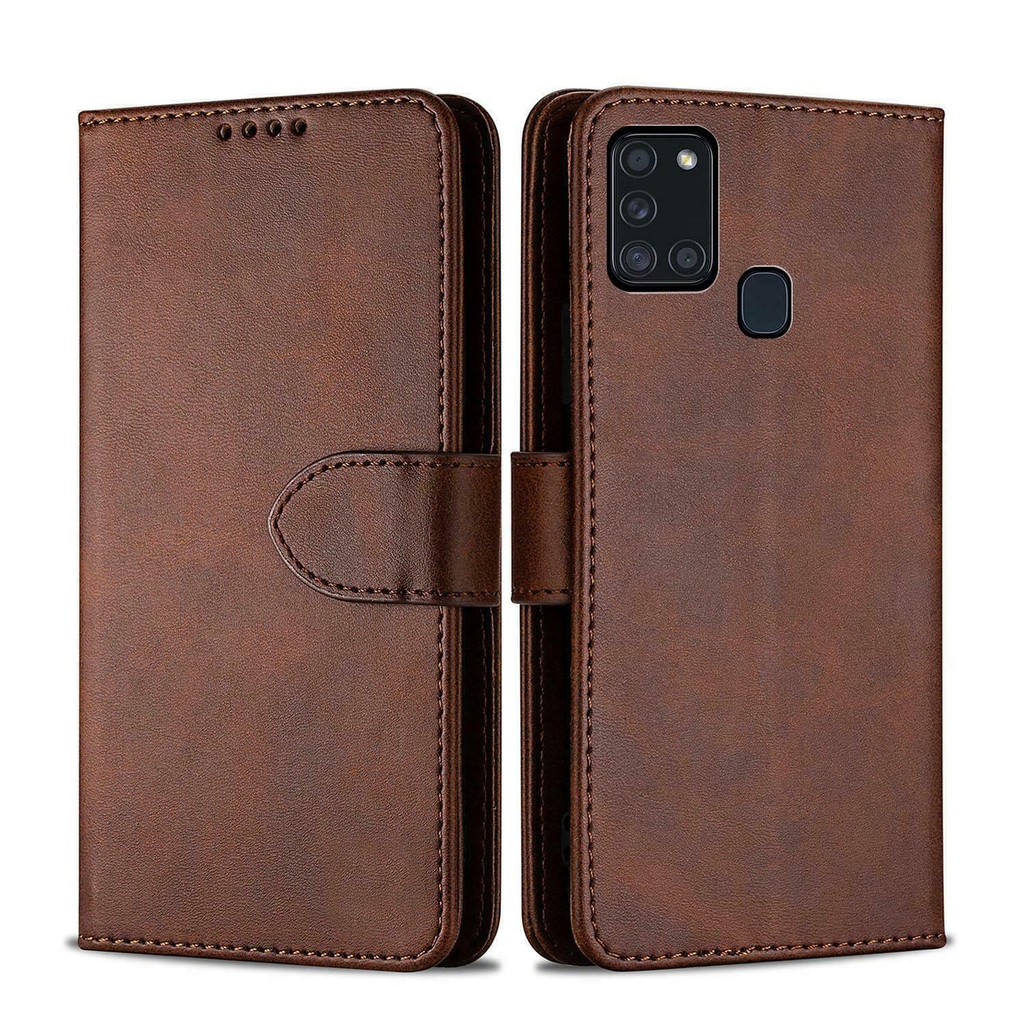 Case For Samsung S21 S30 Luxury PU Leather Flip Wallet Brown Case Cover FoneFunShop   