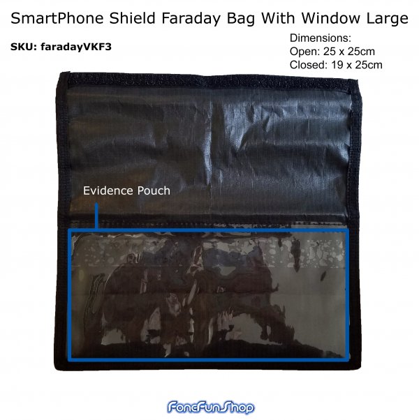 Faraday Bag Signal Blocker For Mobile Phone Shield With Window Large VKF3 Faraday FoneFunShop   