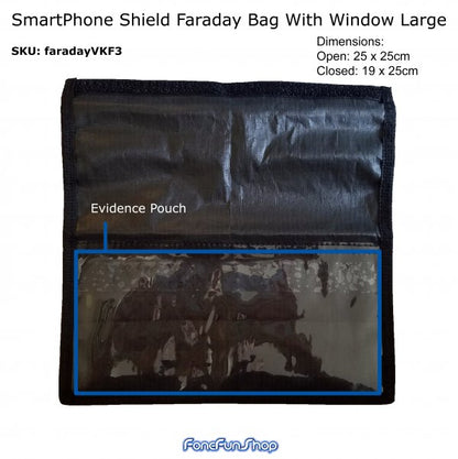 Faraday Bag Signal Blocker For Mobile Phone Shield With Window Large VKF3 Faraday FoneFunShop   