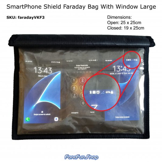 Faraday Bag Signal Blocker For Mobile Phone Shield With Window Large VKF3 Faraday FoneFunShop   