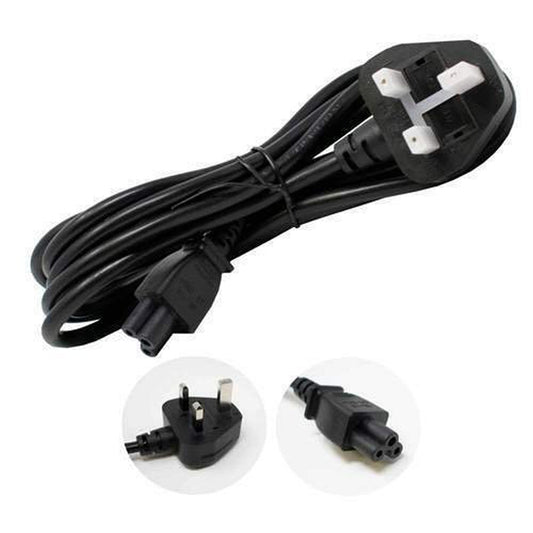 Clover Leaf Cable To UK 3 Pin Mains Power Lead Black 1.2M C5 Cable FoneFunShop   