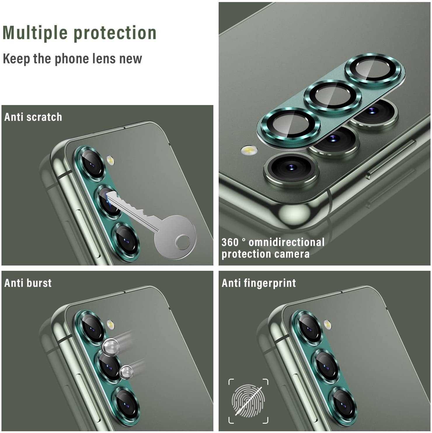 Glass Camera Lens Protector For Samsung S24 Full Cover Silver Camera FoneFunShop   