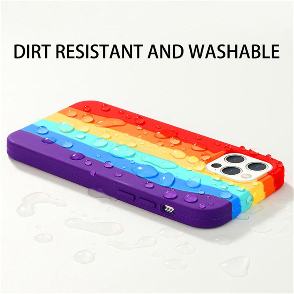 Case For iPhone 13 Pro Gay Pride Rainbow Multicoloured Liquid Silicone Cover Case Cover FoneFunShop   