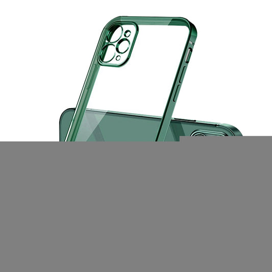 Case For iPhone 12 Mini Clear Silicone With Dark Green Edge Case Cover FoneFunShop   