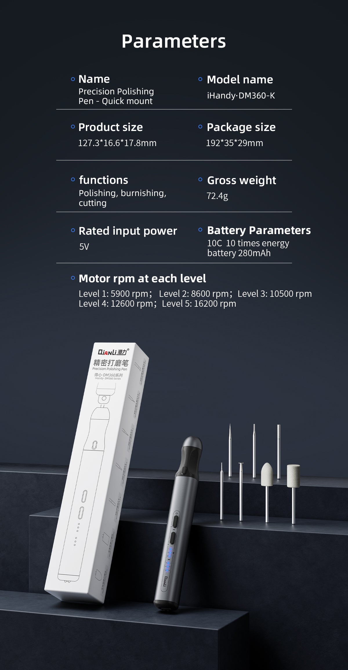 Rechargeable Precision Cutting Pen QianLi DM360 iHandy Polishing Grinding Qianli FoneFunShop   