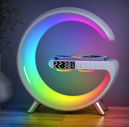 Wireless Charger Alarm Clock Speaker RGB Night Light Charging Station Black Charger FoneFunShop   