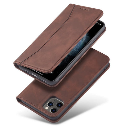 Flip Case For iPhone 15 Leather Multi Card Holder Phone Case Stand in Brown Case Cover FoneFunShop   