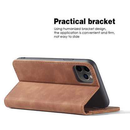 Flip Case For iPhone 15 Leather Multi Card Holder Phone Case Stand in Tan Case Cover FoneFunShop   