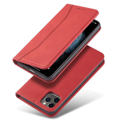 Flip Case For iPhone 15 Plus Leather Multi Card Holder Phone Case Stand in Red Case Cover FoneFunShop   