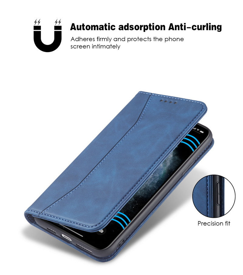 Flip Case For iPhone 15 Leather Multi Card Holder Phone Case Stand in Blue Case Cover FoneFunShop   