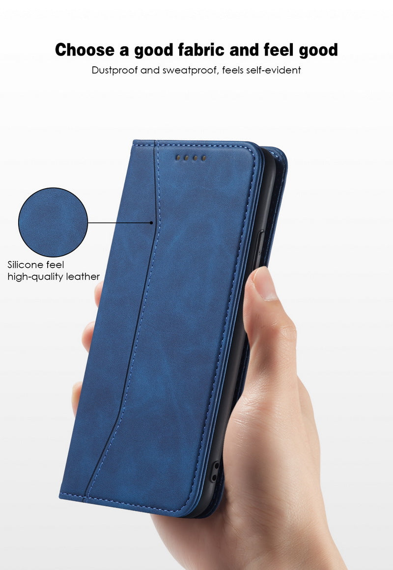 Flip Case For iPhone 15 Leather Multi Card Holder Phone Case Stand in Blue Case Cover FoneFunShop   