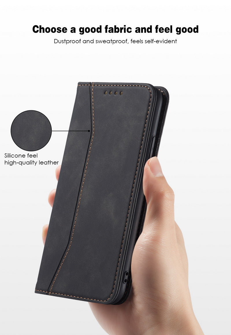 Flip Case For iPhone 15 Leather Multi Card Holder Phone Case Stand in Black Case Cover FoneFunShop   