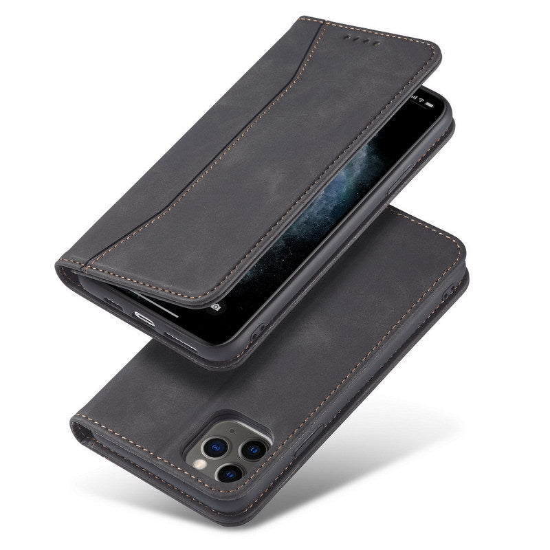 Flip Case For iPhone 15 Leather Multi Card Holder Phone Case Stand in Black Case Cover FoneFunShop   