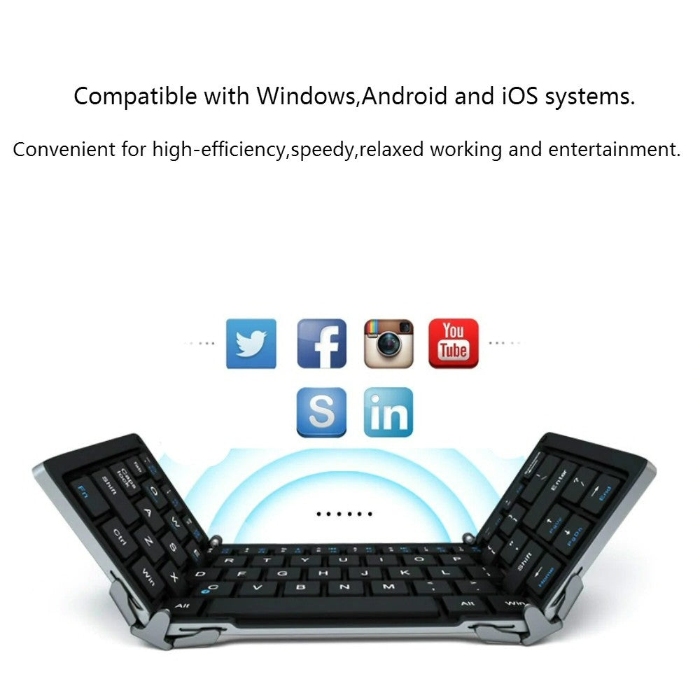 Bluetooth Keyboard For Android iOS Windows Tri Fold Black  FoneFunShop   