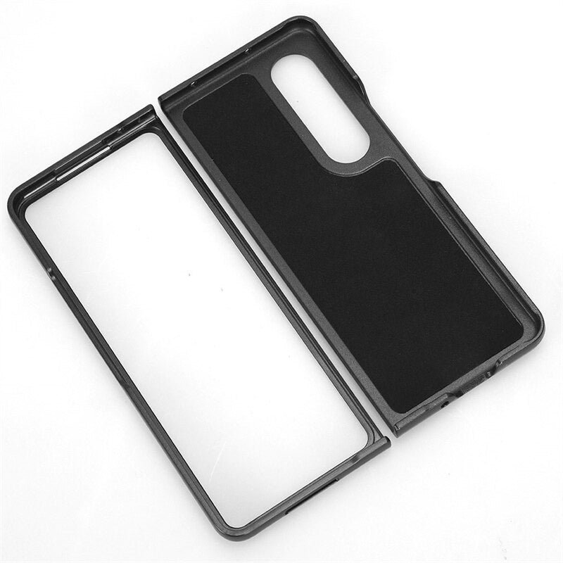 Case For Samsung Z Fold 4 Black Litchi PU Leather Retro Card Holder Case Cover FoneFunShop   