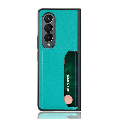 Case For Samsung Z Fold 4 Green Litchi PU Leather Retro Card Holder Case Cover FoneFunShop   