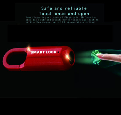 Smart Fingerprint Padlock Biometric Red for Luggage Suitcase Locker Waterproof Portable Keyless Lock Anti-Theft Lock  FoneFunShop   