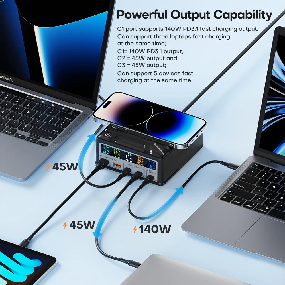 260W GaN USB-C Fast Charging Station PD3.1 Charger FoneFunShop   