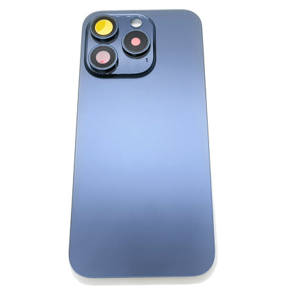 Glass Back For iPhone 15 Pro Blue Titanium Battery Door Camera Lens  Bezel Magnetism Ring + Metal Plate Plain Without Logo Battery FoneFunShop   