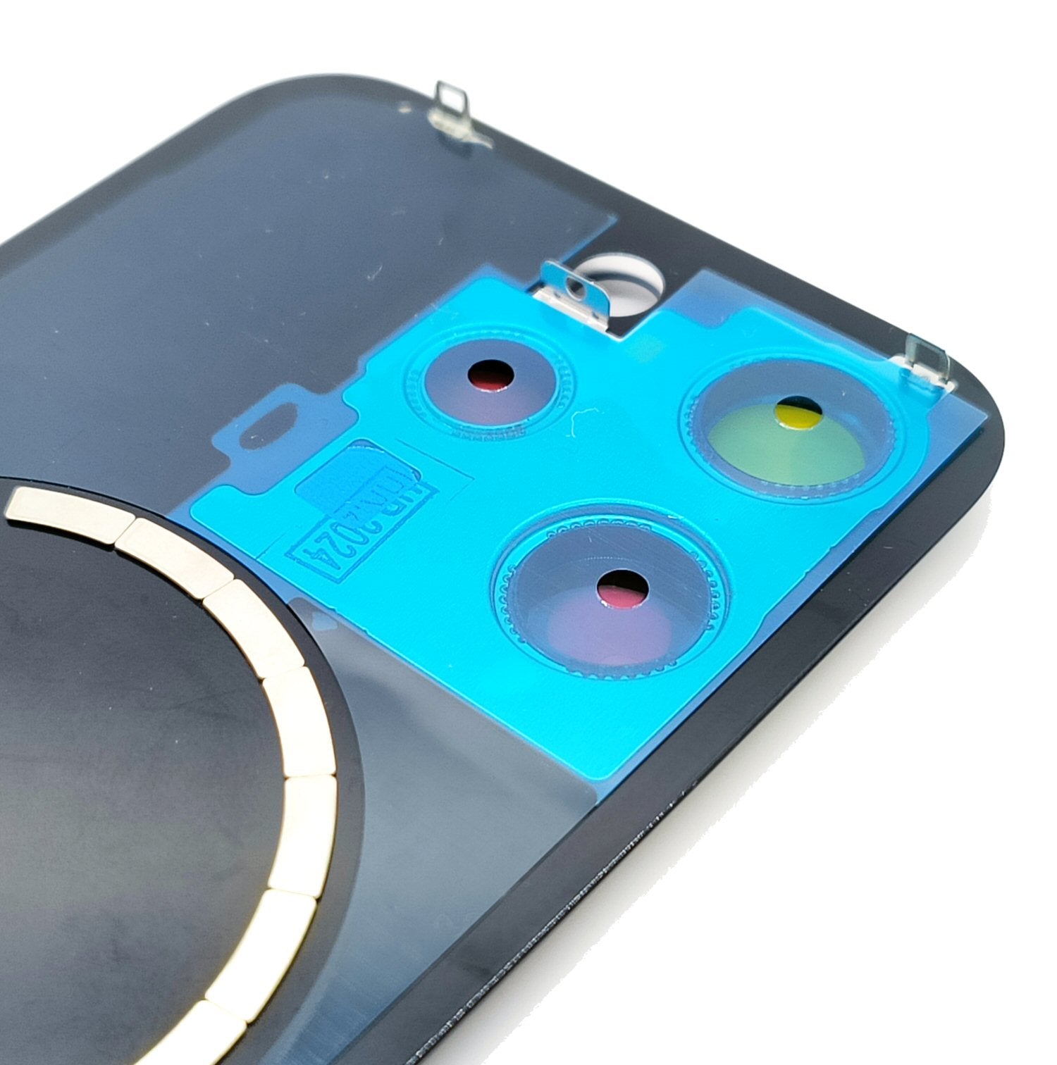 Glass Back For iPhone 15 Pro Blue Titanium Battery Door Camera Lens  Bezel Magnetism Ring + Metal Plate Plain Without Logo Battery FoneFunShop   