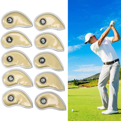 Golf Club Headcovers Irons Set 10 Pcs Club Iron Head Covers Gold Golf Accessorise FoneFunShop   