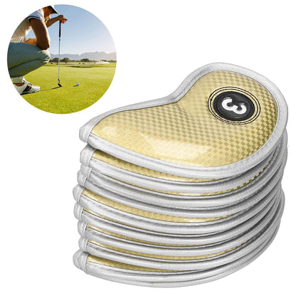 Golf Club Headcovers Irons Set 10 Pcs Club Iron Head Covers Gold Golf Accessorise FoneFunShop   