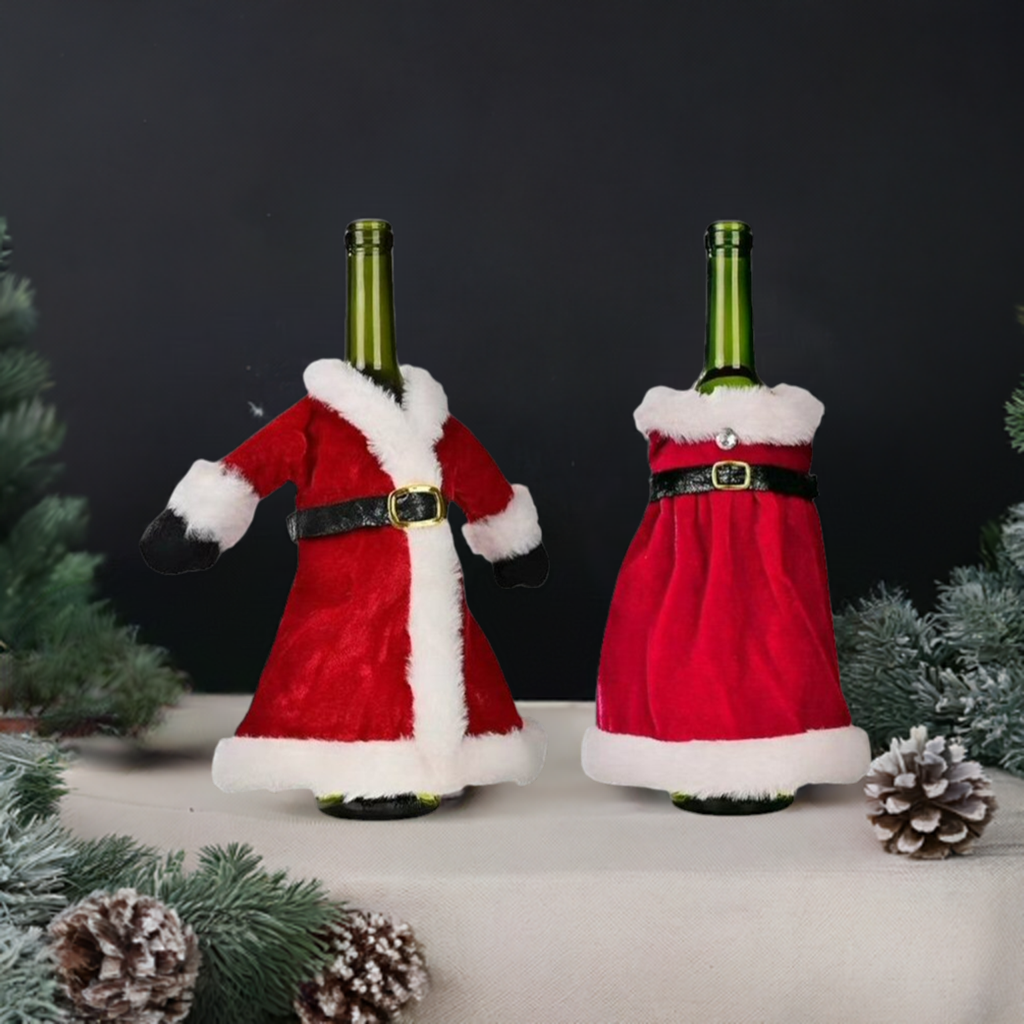 Festive Christmas Wine Bottle Cover Mr and Mrs Claus Christmas FoneFunShop   