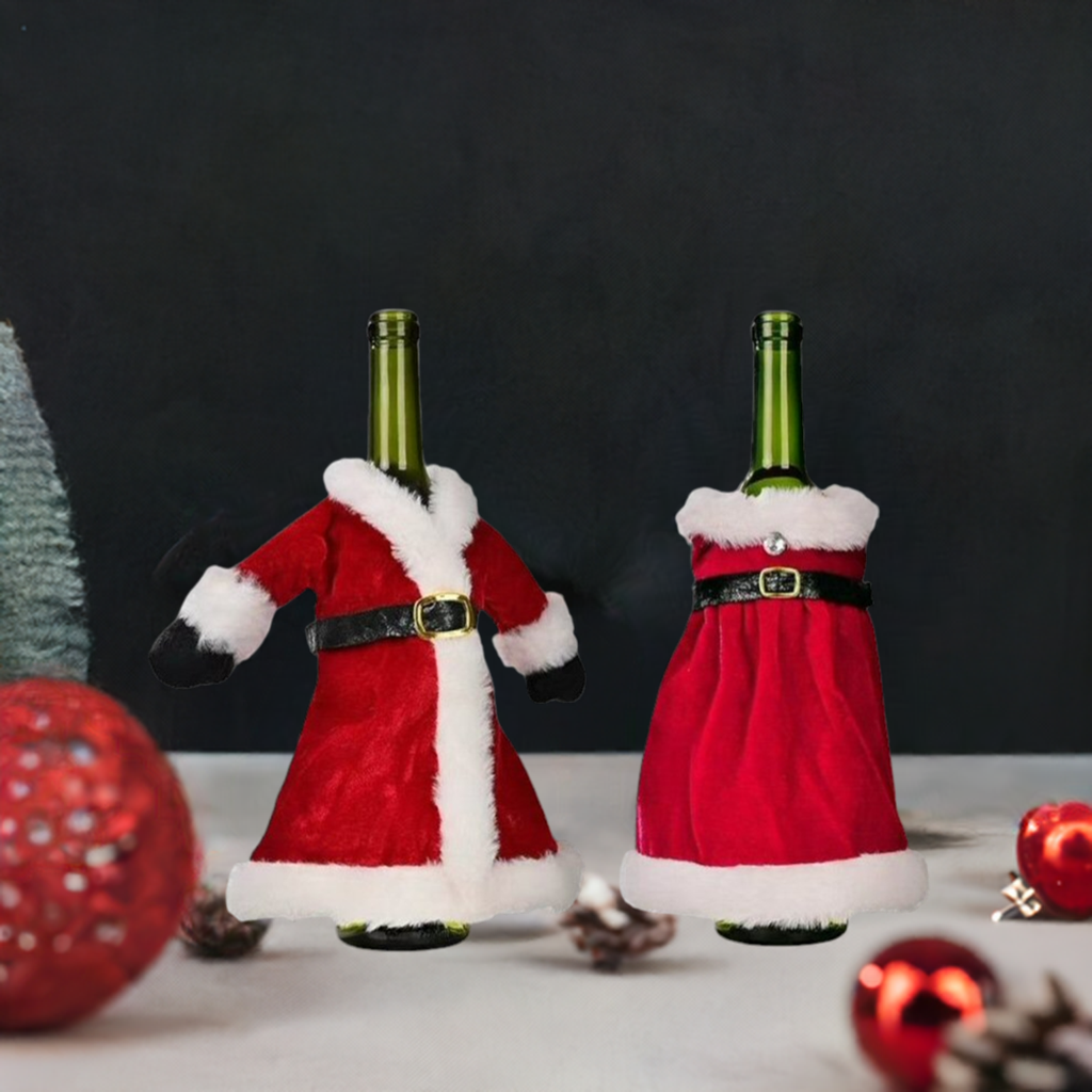 Festive Christmas Wine Bottle Cover Mr and Mrs Claus Christmas FoneFunShop   