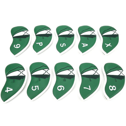 Golf Club Iron Head Covers Protector Headcover Set Green Jacket 10 Pcs Golf FoneFunShop   