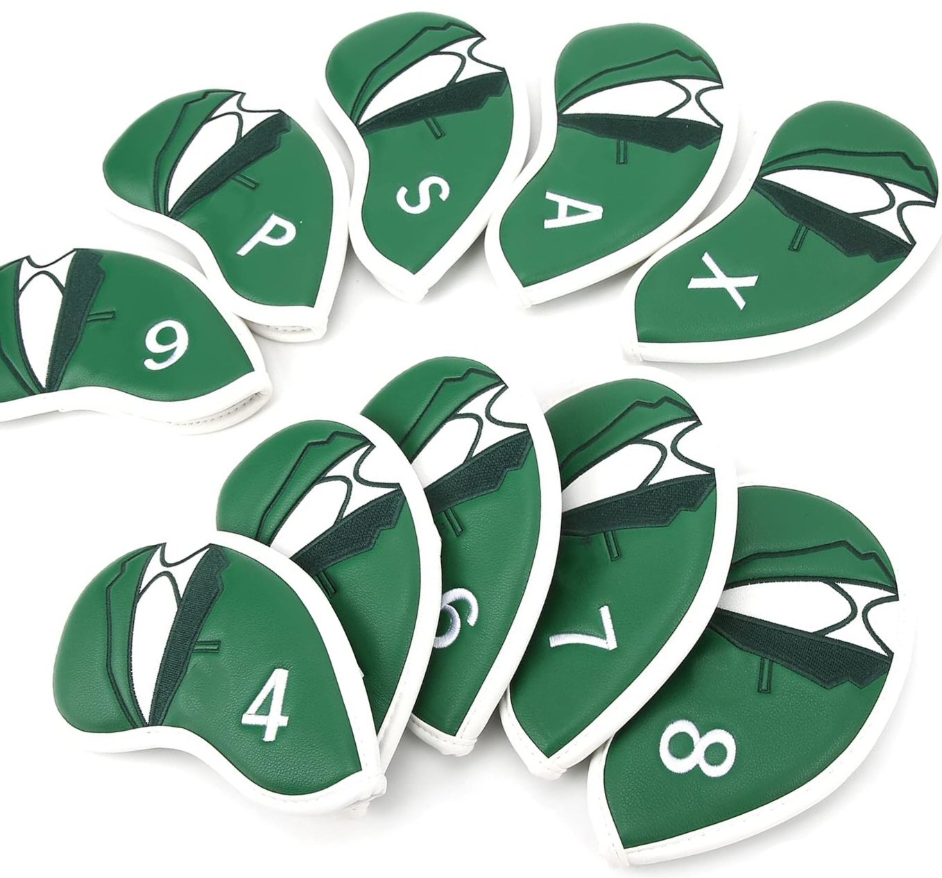 Golf Club Iron Head Covers Protector Headcover Set Green Jacket 10 Pcs Golf FoneFunShop   