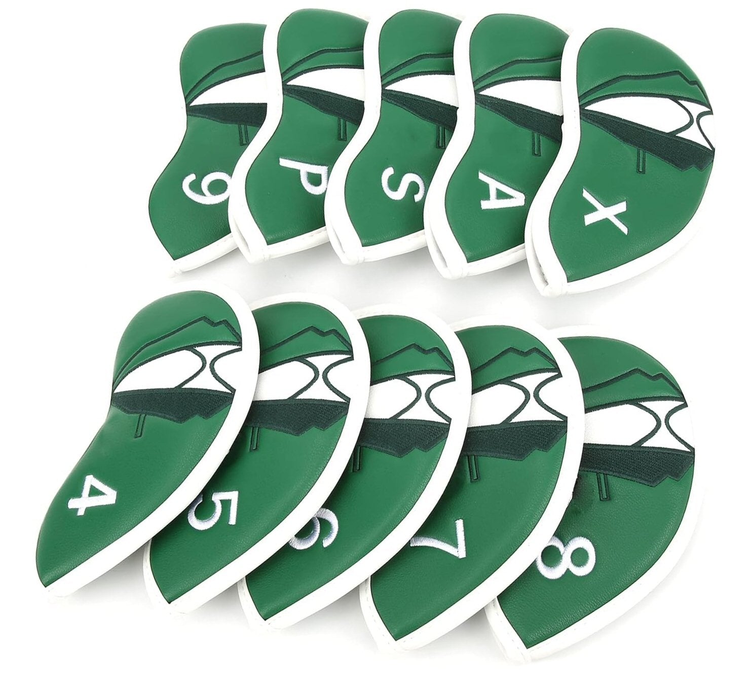 Golf Club Iron Head Covers Protector Headcover Set Green Jacket 10 Pcs Golf FoneFunShop   