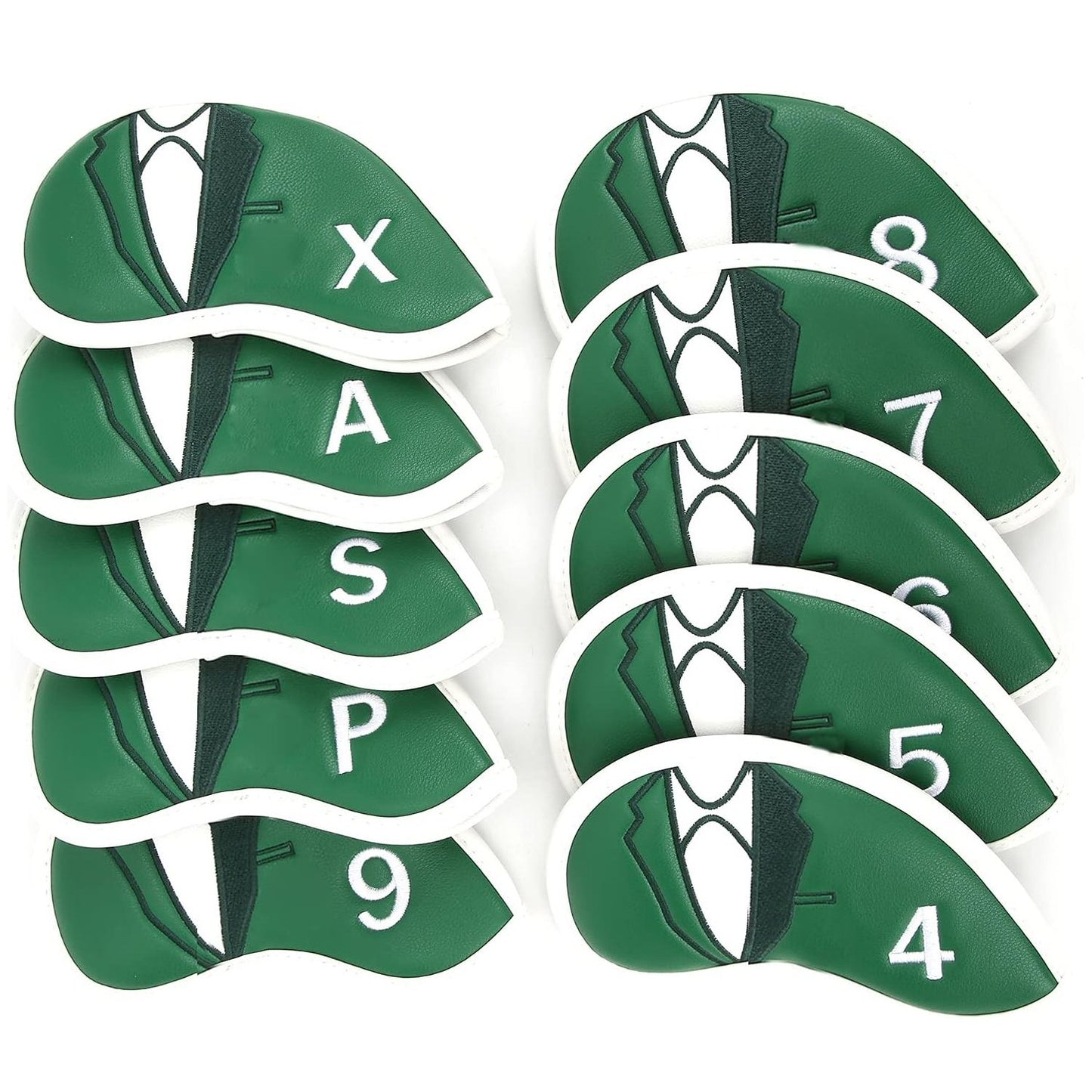 Golf Club Iron Head Covers Protector Headcover Set Green Jacket 10 Pcs Golf FoneFunShop   