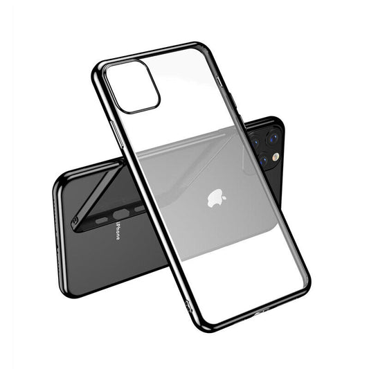 Case For iPhone 11 Pro Clear Silicone With Black Edge Case Cover FoneFunShop   