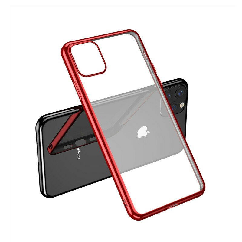 Case For iPhone 11 Pro Clear Silicone With Red Edge Case Cover FoneFunShop   