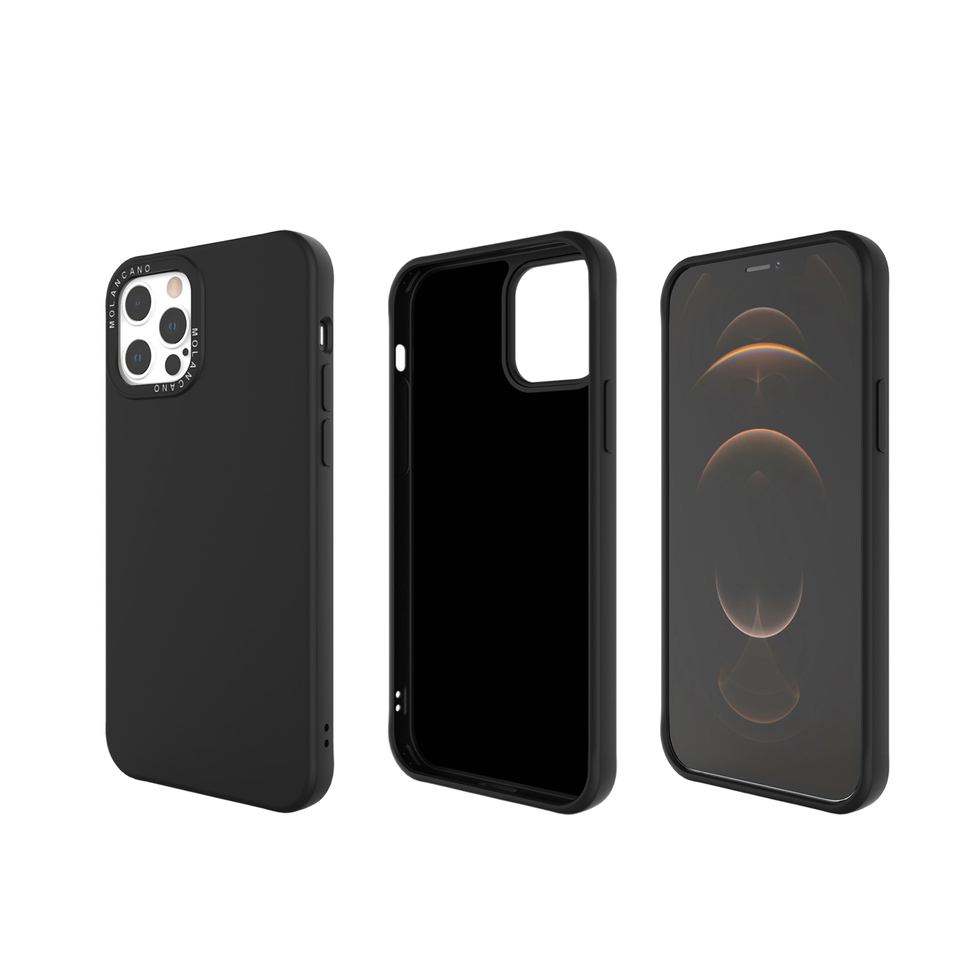 Case For iPhone 12 and 12 Pro Molancano Designer Back Cover in Black Case Cover FoneFunShop   