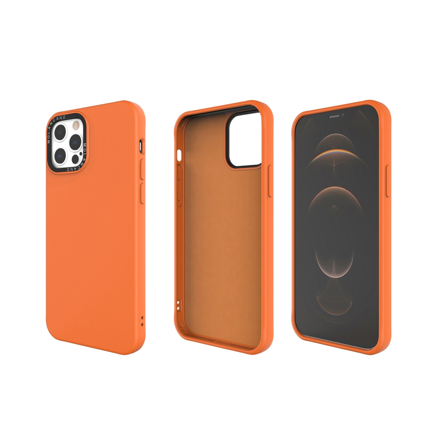 Case For iPhone 12 Pro Max Molancano Designer Back Cover in Orange Case Cover FoneFunShop   