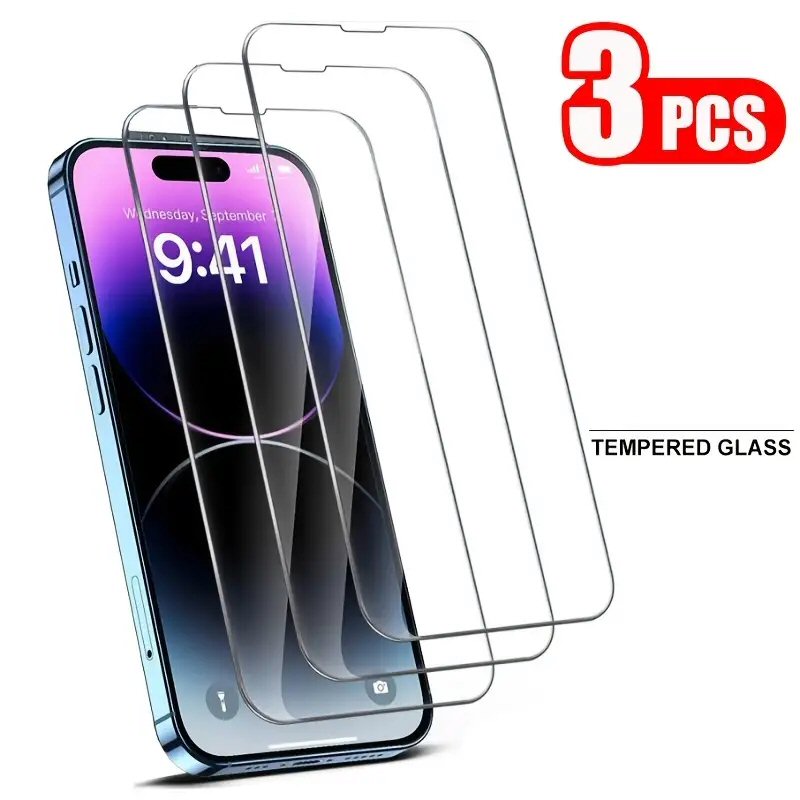 Screen Protectors For iPhone 14 13 13 Pro Triple Pack 3 x Full Cover Screen Protector FoneFunShop   