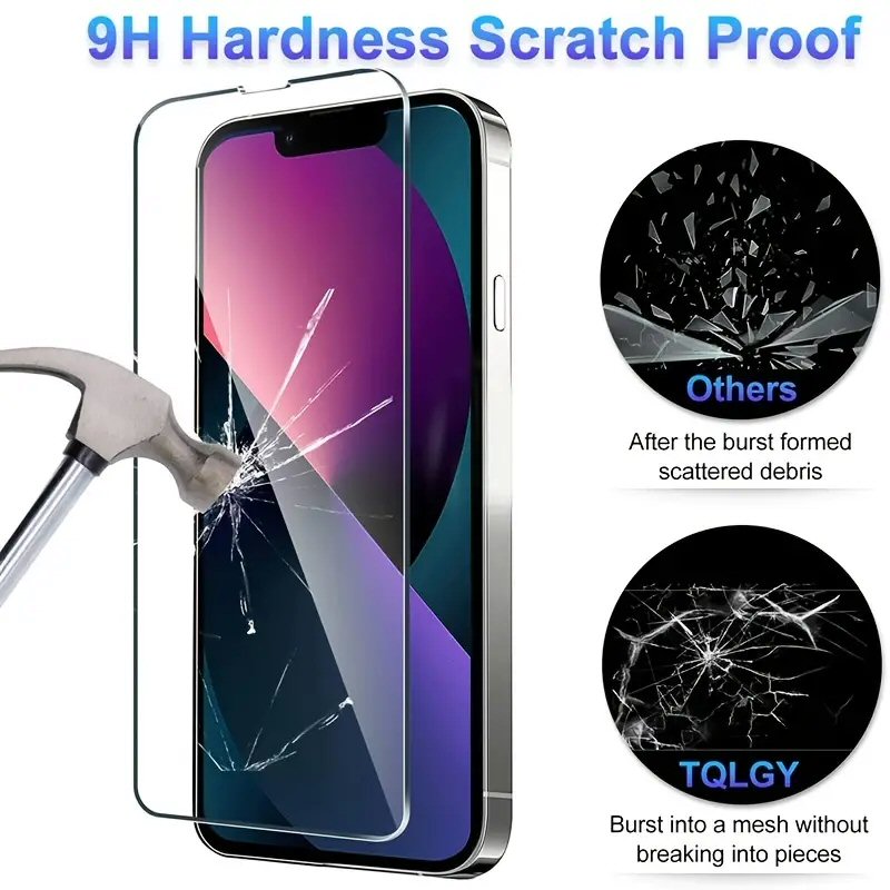 Screen Protectors For iPhone 14 13 13 Pro Triple Pack 3 x Full Cover Screen Protector FoneFunShop   