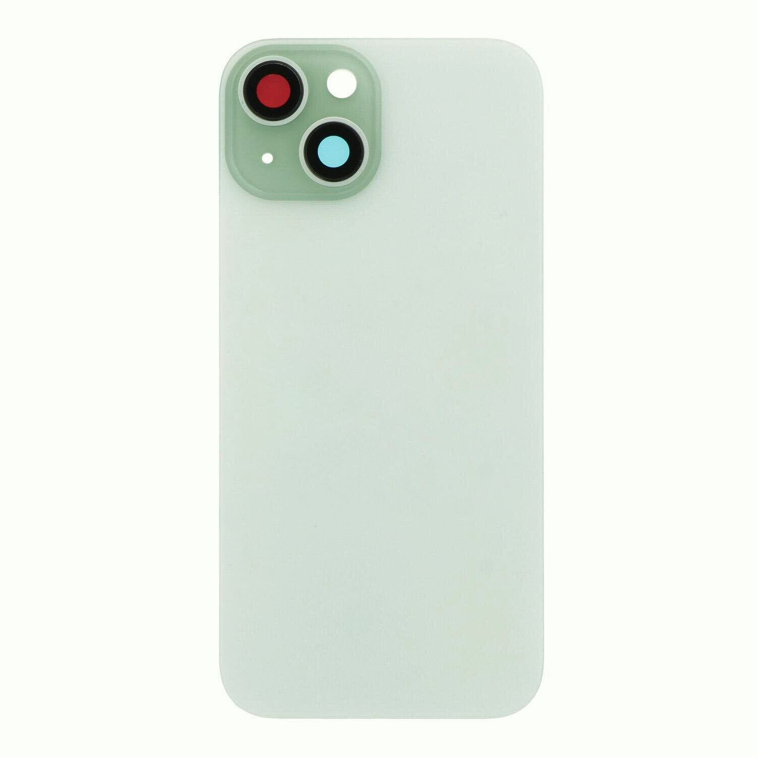 Glass Back For iPhone 15 Green Battery Door Camera Lens Bezel Magnetism Ring + Metal Plate Plain Without Logo Battery FoneFunShop   