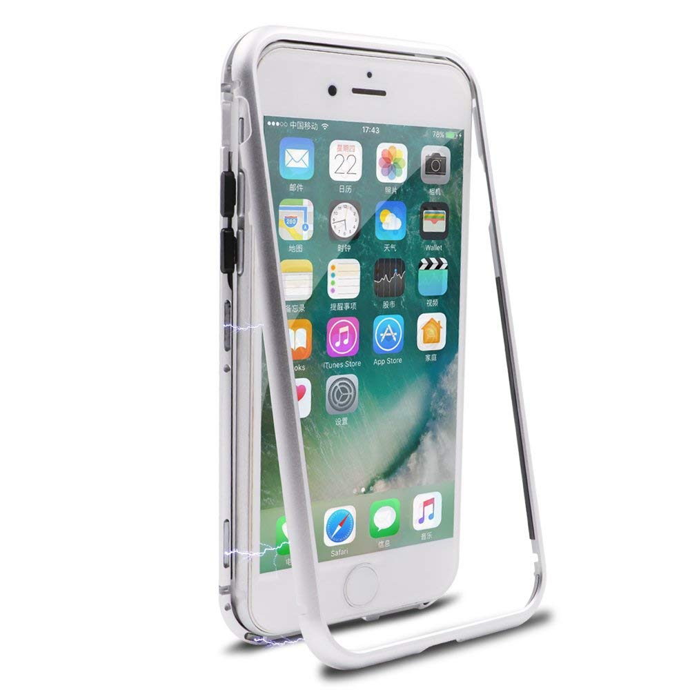 Case For iPhone 6 White Magnetic Absorption Metal Edge Case Cover FoneFunShop   