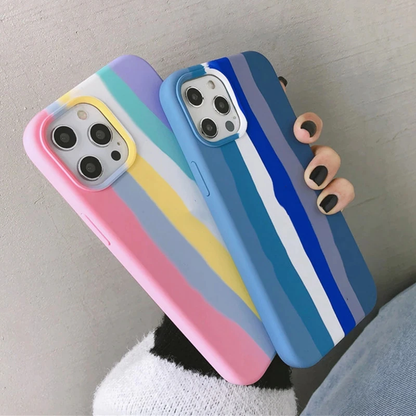 Case For iPhone 12 12 Pro Rainbow Blue Whale Liquid Silicone Case Cover FoneFunShop   